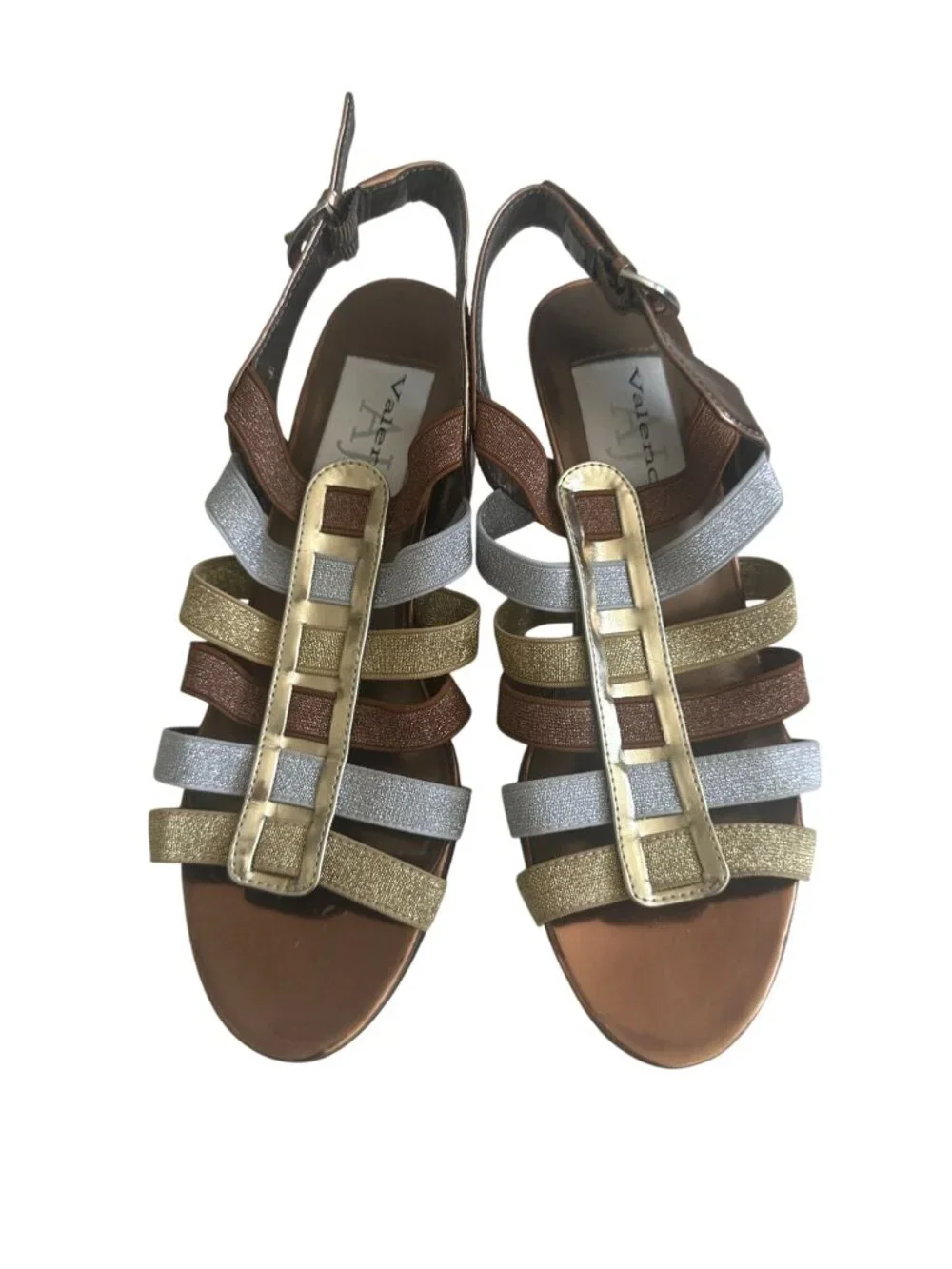 AJ VALENCI Multicolor Metallic Heels Sandals Size 8.5 - Picture 8 of 8